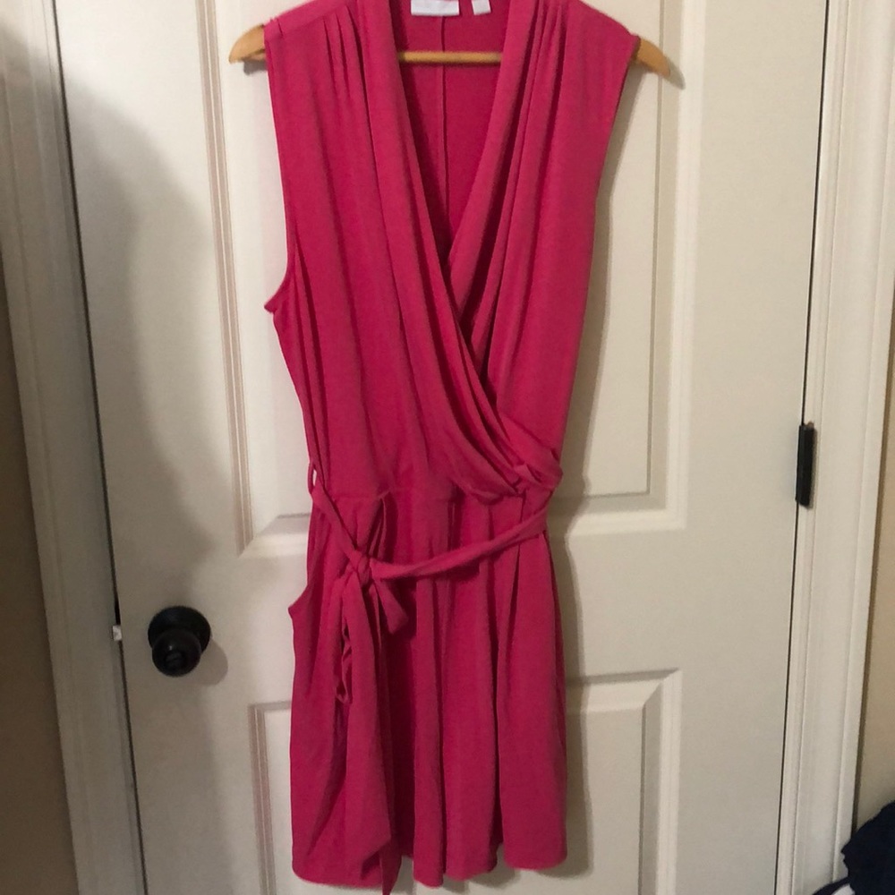 Fushia pink wrap romper w belt